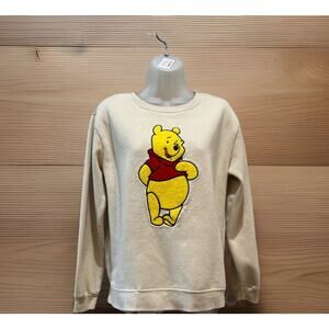 Disney Winnie the Pooh Women's Sweatshirt High Low Hem Beige Size M